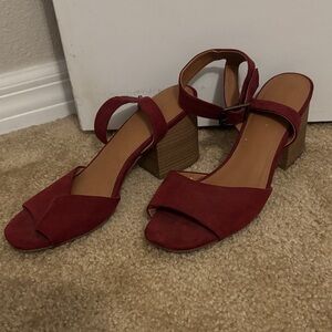 Universal Thread Red Suede Block Heel Sandals with Ankle Strap